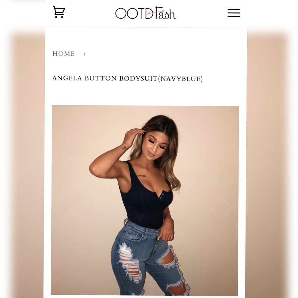 OOTDFASH ANGELA BUTTON BODYSUIT (Navy)